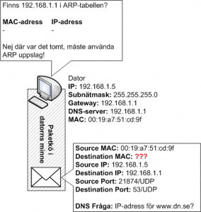 Dator kontrollerar sin ARP tabell